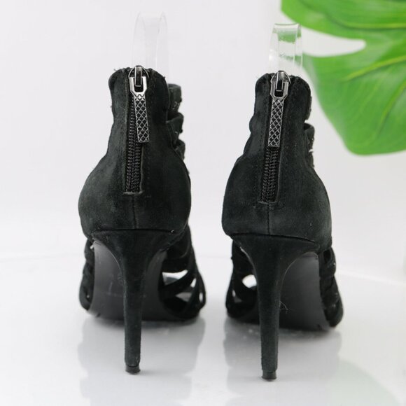 Donald Pliner Womens Adelia Sandal Size 6 Black Suede Heel Strappy Caged Bootie - Picture 6 of 11